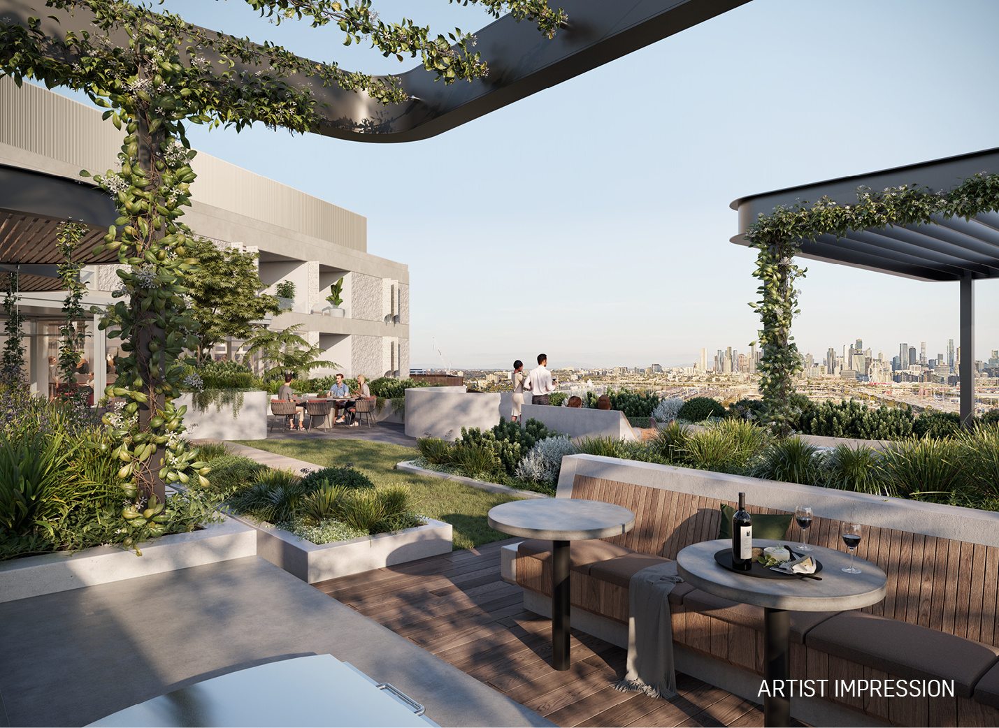 Indi Footscray rooftop terrace, a Complx Health wellness partner building